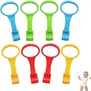 Rings for Cribs, Pack of 8 Baby Hand Rings Handle, Removable Hand Rings, Multicoloured Hanging Rings, Children's Bed Accessories, Pull Rings, Rings for Baby Cots for Baby Toddler Leg Exercise