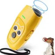 Ultrasonic Dog Barking Deterrent Anti Device 3 Frequency Training Control 5M Range Rechargeable LED Light Wrist Strap Pet Behaviour Tool Yellow