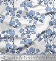 Soimoi Rayon Fabric Yellow Blue Flower Floral Fabric Prints by Yard 56 Inch Wide