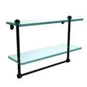 Allied Brass Bathroom Shelf w/ Towel Bar 16" X 12" Rectangular Brass Matte Black