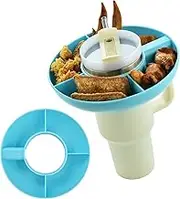 VITEVER Snack Bowl for Stanley 40 oz Tumbler with Handle, 4 Compartments Tumbler Snack Tray, Food Grade Silicone Divided Cups Snack Platters for Chips Candy Popcorn (Blue)