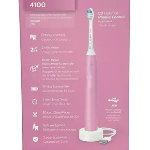 Philips Sonicare 4100 HX3681 USB充電 聲波音波震動電動牙刷 配C2牙刷頭【保固1年】