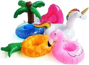 Drink Holder Pool, Pack of 5 Mini Inflatable Drink Holder, Flamingo Unicorn Drink Holder for Beer Bottle, Champagne Glass, Inflatable Floating Drink Holder