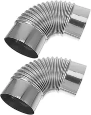 SEWACC 2pcs Flexible Stainless Steel Chimney Pipe Elbow Exhaust Hose for Heating Stove Flue Adapter for Improved Indoor Air Quality and Easy Installation