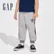 Gap 男幼童裝 Logo印花束口鬆緊棉褲-灰色(406380)