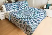 Mandala Quilted Quilt Indian Queen Size Reversible Duvet Doona Comforter Set