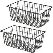 Black Metal Wire Storage Baskets Freezer Baskets Pantry Storage Baskets Bin, ...