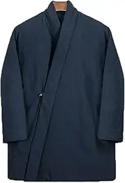 [Generic] Lightweight Jacket Padded Coat Chinese Tang Suit Winter Thick Outerwear,Autumn Winter Chinese Retro Cardigan Men
