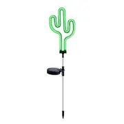 1pc/2pcs Solar Powered Cactus Neon Lights Patio Stake Walkway Lamp Outdoor Garden Decor