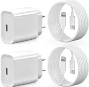 (2 Pack) 20W USB-C Wall Fast Charger Adapter with 2M USB C to Lightning Cable for iPhone 14/13/12/11 Pro Max/XS/XR/X/SE/iPad