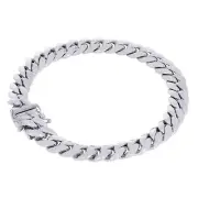 10K White Gold 7.5mm Mens Miami Cuban Link Italian Chain Bracelet Box Clasp 7.5"