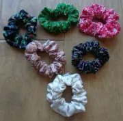 Christmas themed homemade scrunchies (6) - trees, gingerbread, lights, snowflake