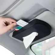 Black Leather Car Visor Tissue Holder Mount, Hanging Tissue Holder Case for Car