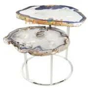 16" Lighter Natural White Agate Unique Side Table Top Interior Home Decors A031