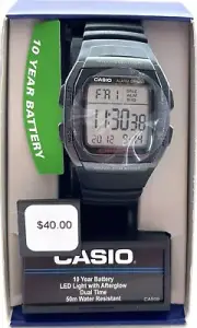 Casio Mens Digital Watch 10-Year Battery Water-Resistant LED Light Dual Time 50M