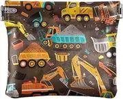 [GAIREG] Construction Vehicles Brown Coins Purse Small Purse Makeup Bag Men Coin Purse, Construction Vehicles Brown, one size, Pattern