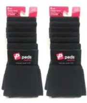 12 Pair Peds Ladies Trouser Socks Tactel Lycra Size 5-10 Black - BRAND NEW