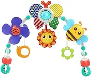 Car Seat Arch Toy - Honeybee Crib Mobile, Foldable Play Arch, Baby Developmental Toys | Colorful Hanging Rattles Fun Design, Travel Sensory Toy Interactive Play Bassinet Stroller Activity Gym