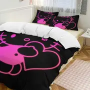 v475 Hello Kitty 3-Piece Twin Bed Set - Includes 1 Single Comforter And 2 Pillowcases Bedding - Fade Resistant Microfiber - Hello Kitty io475