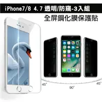 在飛比找momo購物網優惠-iPhone 7 8 保護貼手機防窺透明玻璃鋼化膜(3入 i