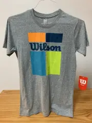 Wilson Tennis Womens T-Shirt Size L Heather Gray B-Grid Tech Tee NEW