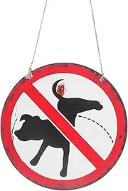 Retro Dog Poop Alert Sign No Pooping Dog Signs Wooden Dog Waste Management Sign Yard Lawn Garden Decoration