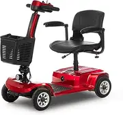 Portable Electric Mobility Scooter, Easy Fold 400 lbs, Weight Capacity, 4 Wheel Travel Scooter, Wheelchair Device with Charger and Basket Included