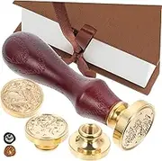 DOITOOL 1Set DIY Wax Seal Stamp Kit Vintage Wax Sealing Stamper for Handmade Invitations with Heads for Weddings Birthdays and Crafting