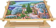 Rotated Table Embroidery Frame Stand - Adjustable Cross Stitch Scroll Frame, Beech Wood Quilting Frame Needlepoint Holder Stretch Bar for Stitching Sewing Craft