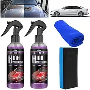 3 in 1 High Protection Quick Coating Spray, Car Scratch Nano Repair Spray, Car Coating Fast Wax Polishing Spray (2Pcs*100ml+Brush Cloth)