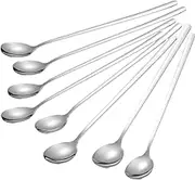 8/12 Piece Ice Cream Spoon Stainless Steel Iced Tea Spoons Stirring Tea Coffee Milkshake Cold Drink(8PCs)