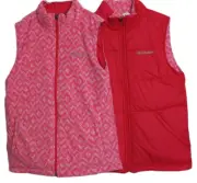 Columbia Reversible Pink Insulated Vest Jacket Front Zip Girl's Size Large New