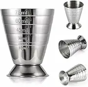 75ml Wine Glass Metal Measure Cup Drink Tool W/ml Shot Ounce Jigger Bar Mixed Cocktail 0.5-2.5oz / Beaker TSP 1-5/15-75ml