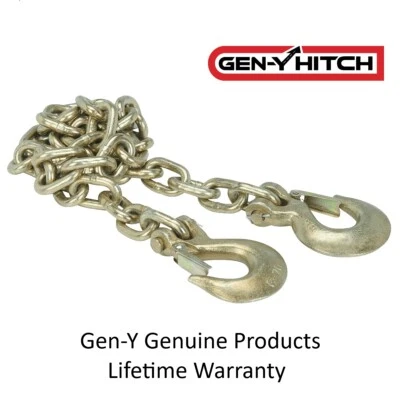 GENY 3/8"x 84" Safety Chain Grade 70 Exec Fifth Wheel to Gooseneck w/ Slip Hooks