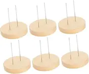 ELAYARD 6pcs Wooden Doll Display Holder Stand Needle Holder Sturdy Rack for Animal Dolls Figures Natural Base for Showcase and Storage and Support for Toys