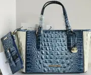 Brahmin Mini Asher Satchel Aquarius Lattice Leather Crossbody Bag + Wallet NWT