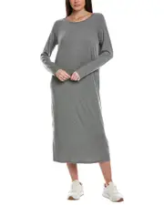 EILEEN FISHER Jewel Neck Midi T-Shirt Dress XXS Gray