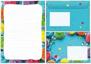 Writing Paper Set Letter Pad with Envelope for Girls Children Motif Muffins Letter Paper Pad Lined (A5 Pad with 25 Sheets + 15 Envelopes)