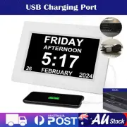 Extra Large Day/Week/Month/Year 8inch LED Dementia Digital Calendar Clock Alarm