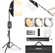 EMART Softbox Lighting Kit, 16"X16" Soft Box, 3000K-6000K 85W LED Bulbs with Rem