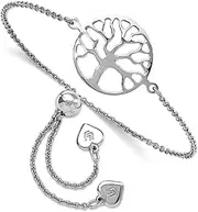 [JewelryWeb] 925 Sterling Silver Tree Of Life Adjustable Bracelet Link-Bracelet for Women