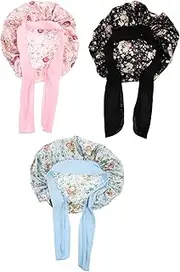 Outanaya 3pcs round hair cap big bonnet children satin bonnet silk bonnet for kids bonnets silk bonnet for sleeping kids Child Sleeping Hat elastic fabric breathable toddler baby hat