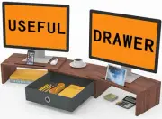 Dual Monitor Stand Riser with Drawer - Adjustable Length and Angle, 2 Phone H...