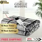 Giselle Electric Throw Rug Heated Flannel Snuggle Blanket Washable Grey Check