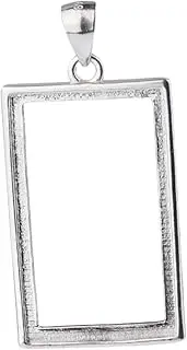 [KALLORY] Square Pendant Empty Holder Bezels Women Jewelry Charm Open Bezel Shape Black Stainless Making Sterling Necklace Pendant Blank Framed Open Back Bezel Silver