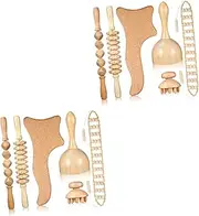 2sets Massage Tools Massage Portable Tool Kit Massagers Massager Therapists Point Leg Muscle Roller Hand Roller Portable Contour Board Wood 6pcs*2