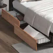 Oikiture Metal Bed Frame Queen Double King Size LED Headboard Charging Ports