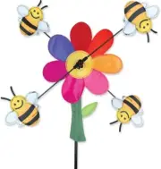 Bumble Bees and Flower Spinner Garden Stake by Premier Kites & Designs