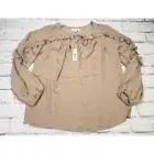 NWT Max Studio Womens Mauve Mist Balloon Sleeve Front Tie Blouse Top Size XS