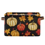 Autumn Pumpkins Maple Leaves Square Storage Basket Storage Bins Canvas Storag...